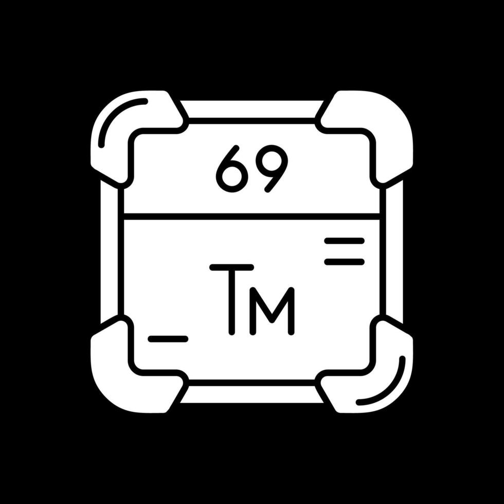 thulium glyph omgekeerd icoon vector