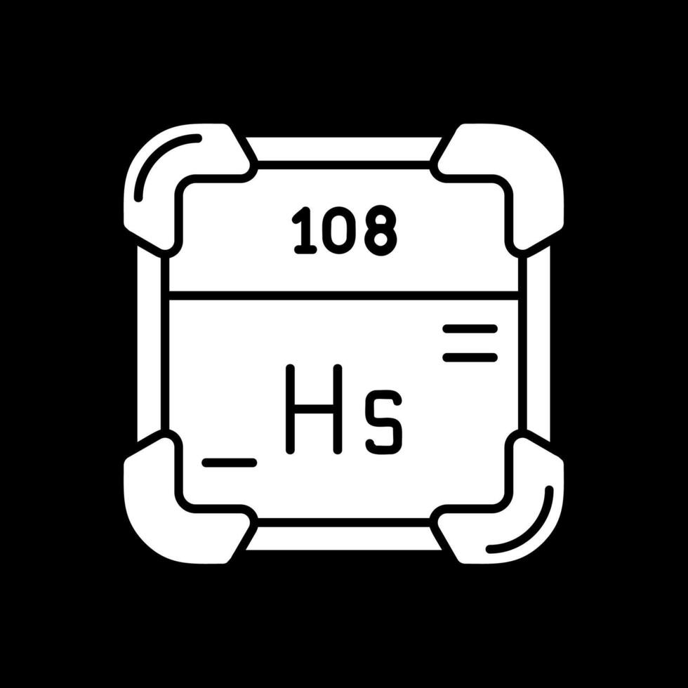 hassium glyph omgekeerd icoon vector