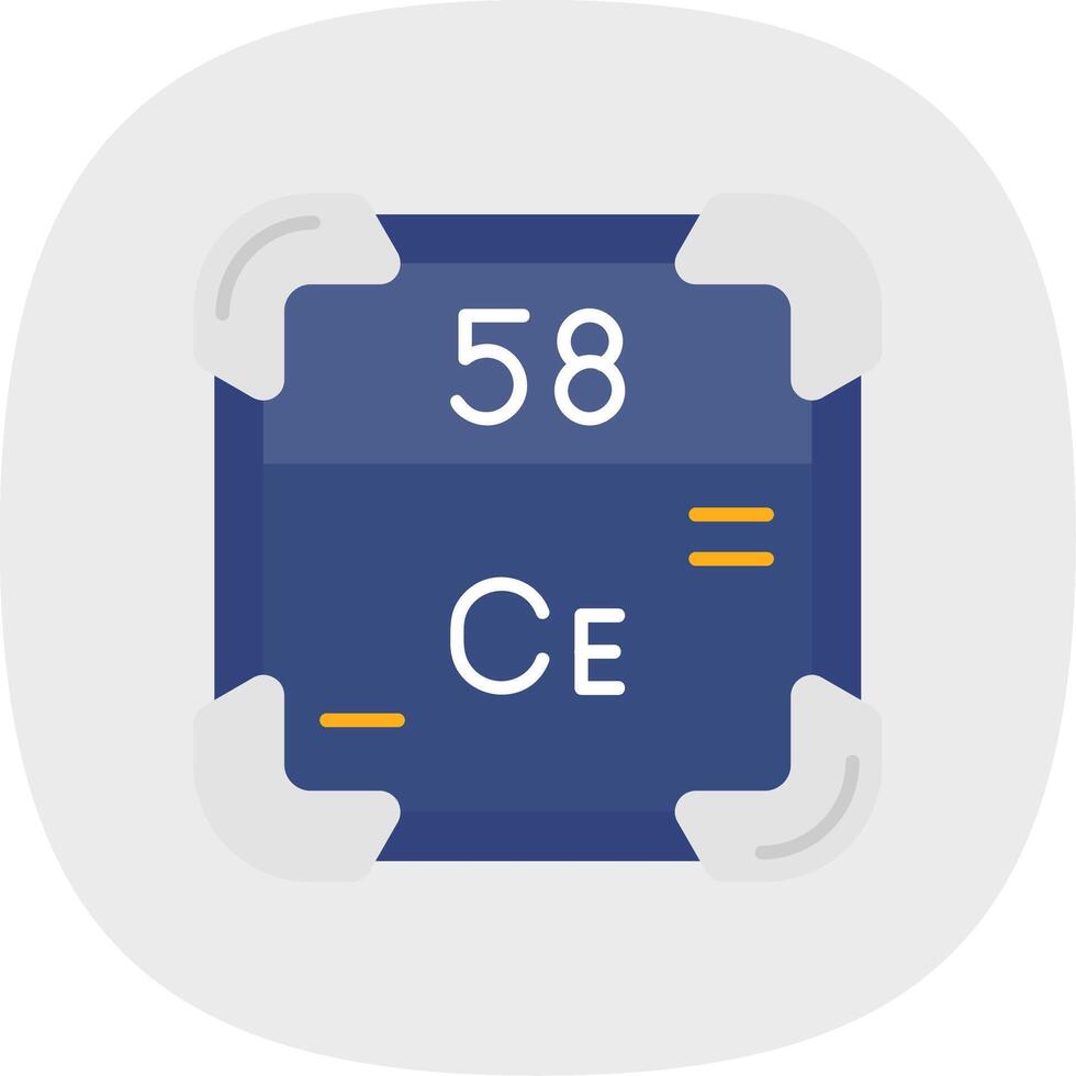 cerium vlak kromme icoon vector