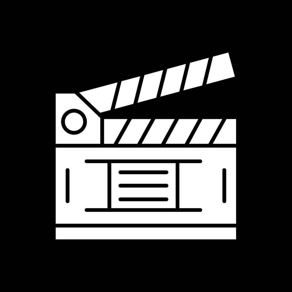 Filmklapper glyph omgekeerd pictogram vector