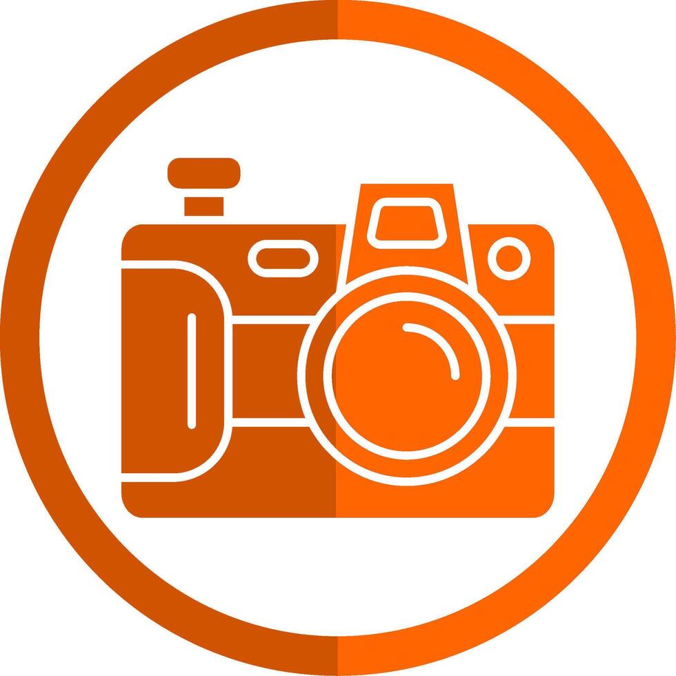 camera glyph oranje cirkel icoon vector