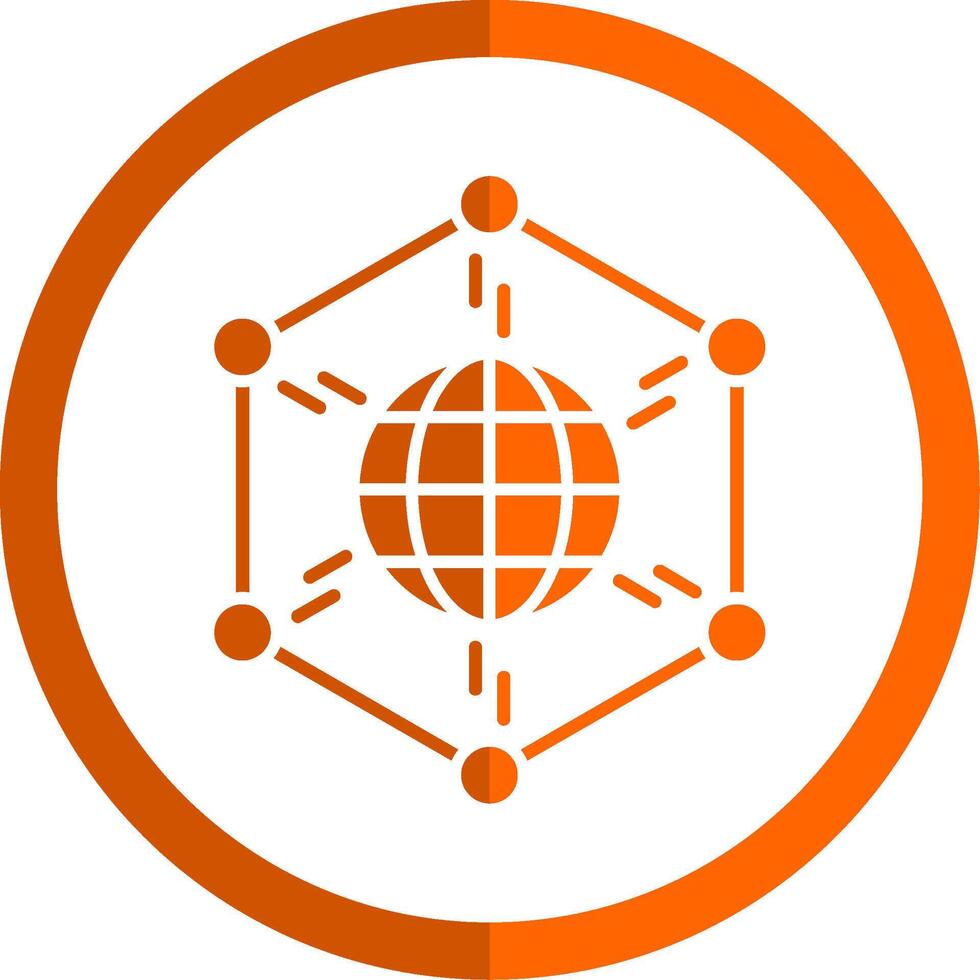 netwerk glyph oranje cirkel icoon vector