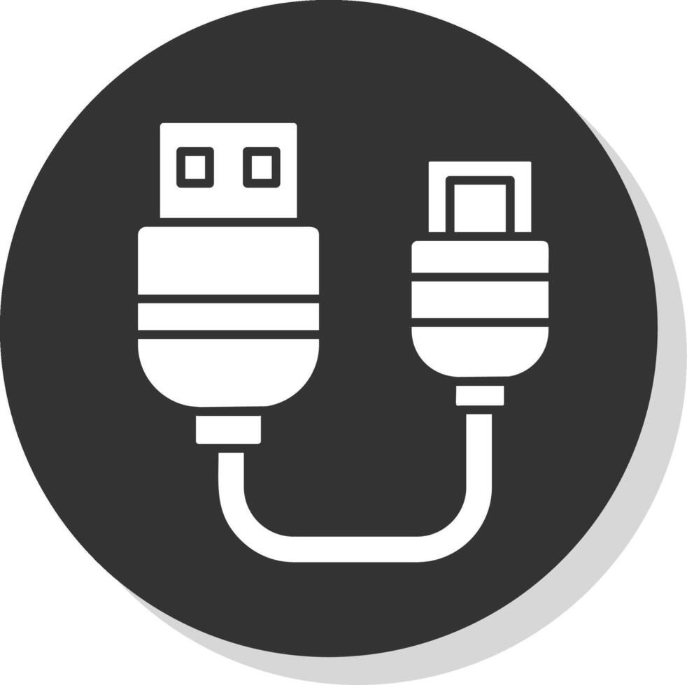 USB glyph grijs cirkel icoon vector