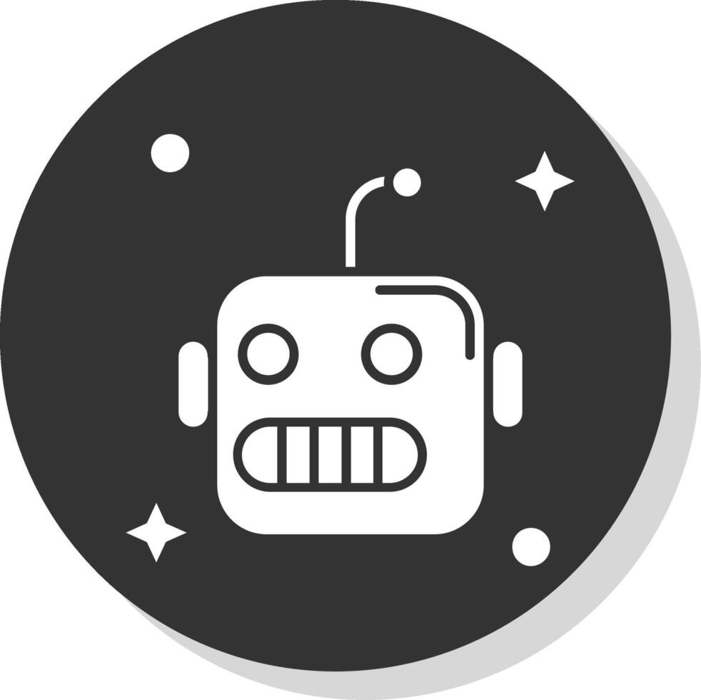 robot glyph grijs cirkel icoon vector