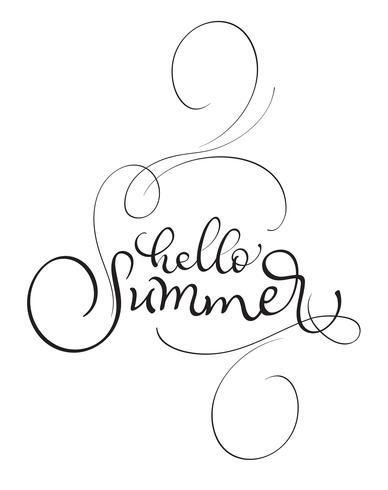 Hallo zomer vector tekst op witte achtergrond. Kalligrafie belettering illustratie EPS10