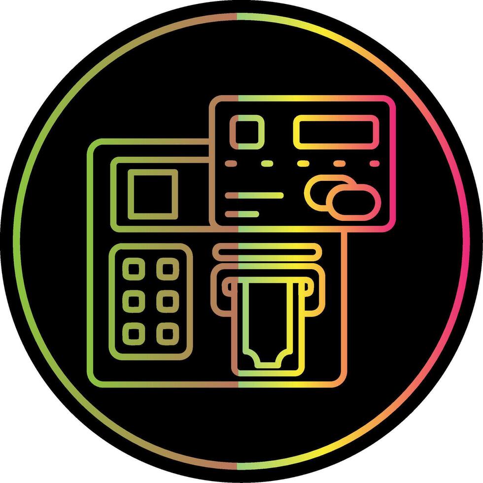 Geldautomaat lijn helling ten gevolge kleur icoon vector