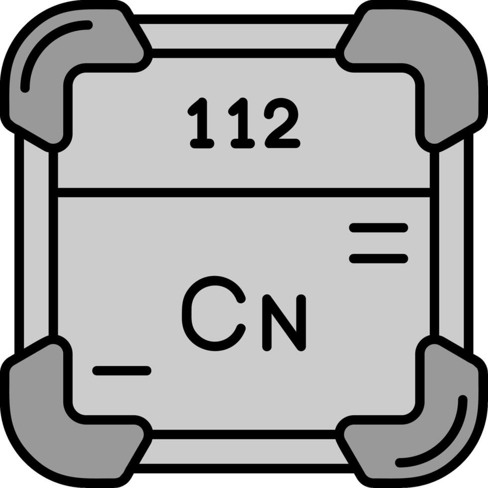 copernicium lijn gevulde grijswaarden icoon vector