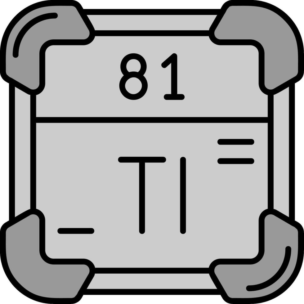 thallium lijn gevulde grijswaarden icoon vector