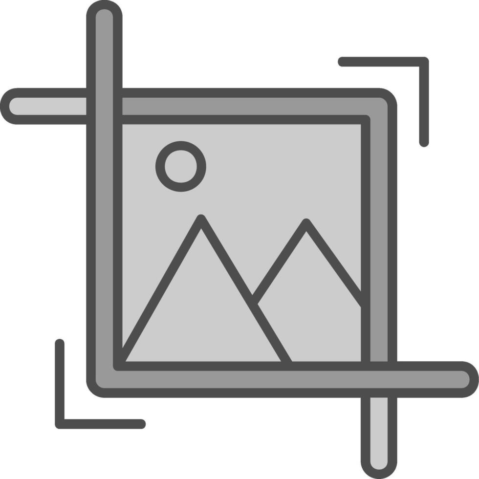 Bijsnijden lijn gevulde grijswaarden icoon vector