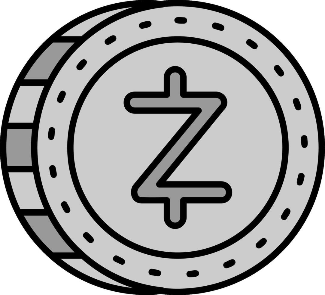 zcash lijn gevulde grijswaarden icoon vector