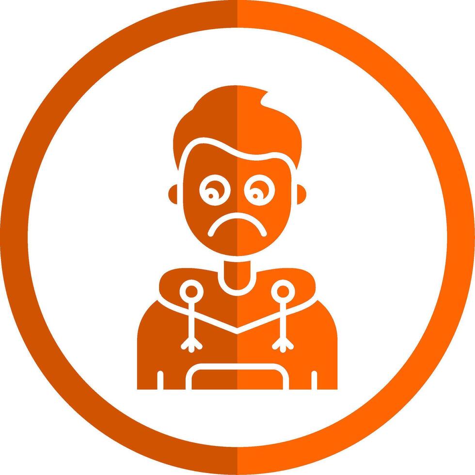 verdrietig glyph oranje cirkel icoon vector