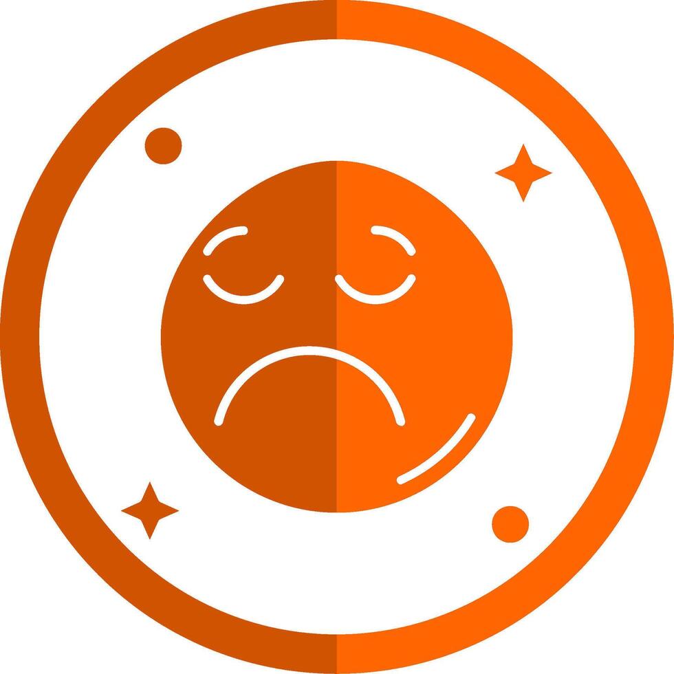 verdrietig glyph oranje cirkel icoon vector