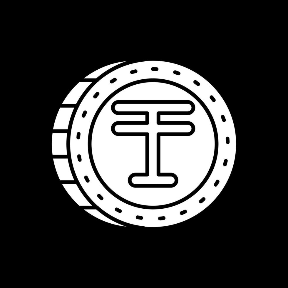 tenge glyph omgekeerd icoon vector