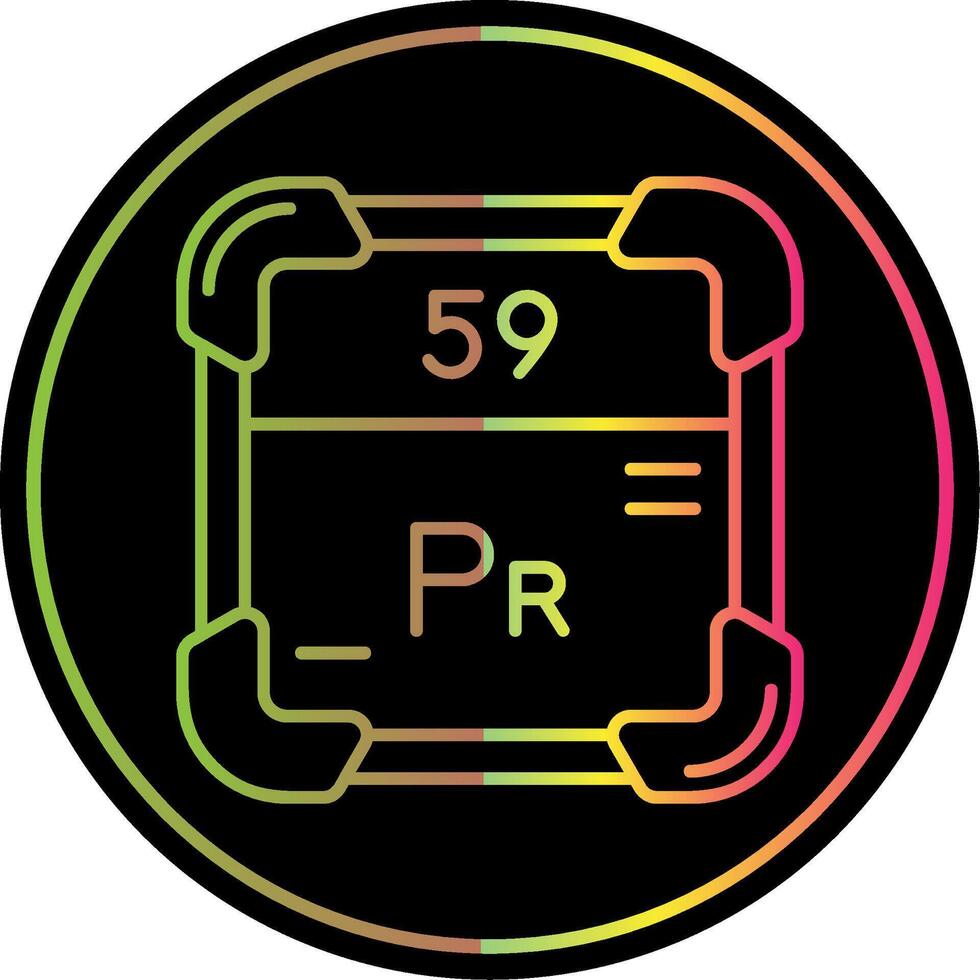 praseodymium lijn helling ten gevolge kleur icoon vector