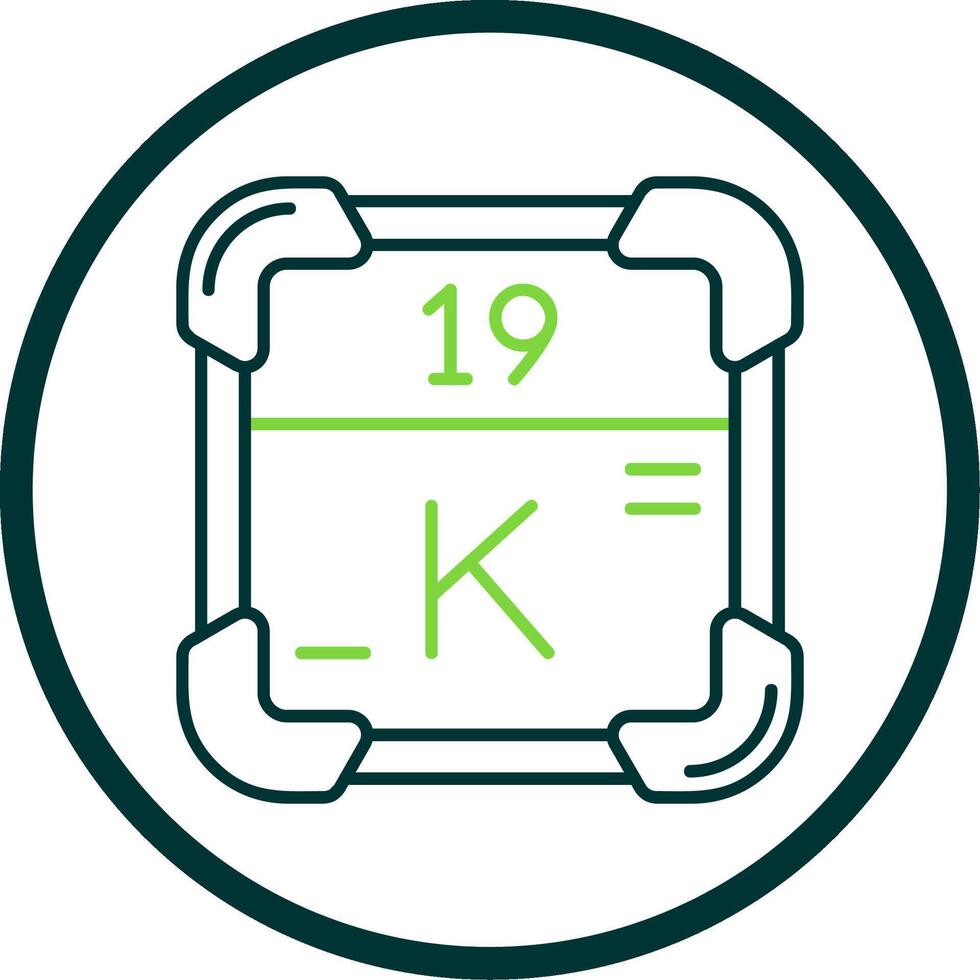 kalium lijn cirkel icoon vector