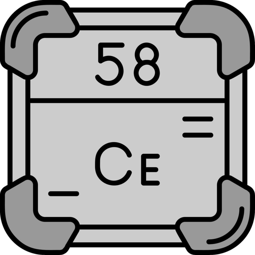 cerium lijn gevulde grijswaarden icoon vector
