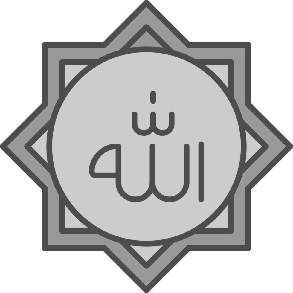 Allah lijn gevulde grijswaarden icoon vector