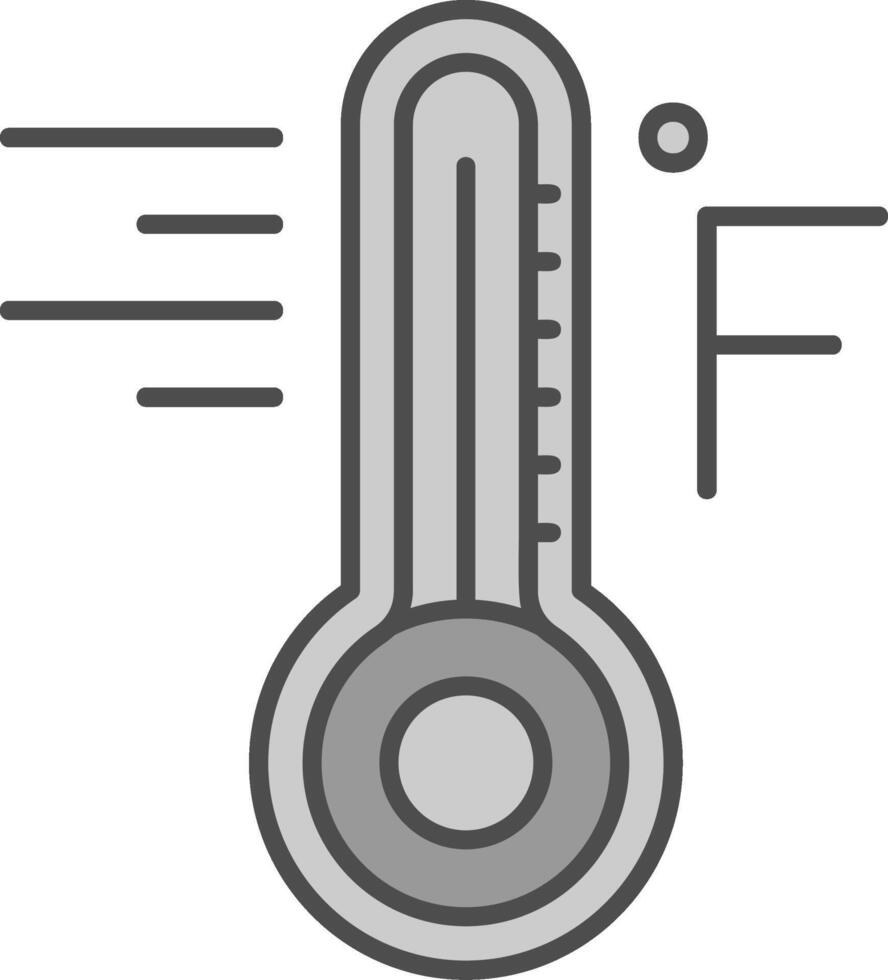 Fahrenheit lijn gevulde grijswaarden icoon vector