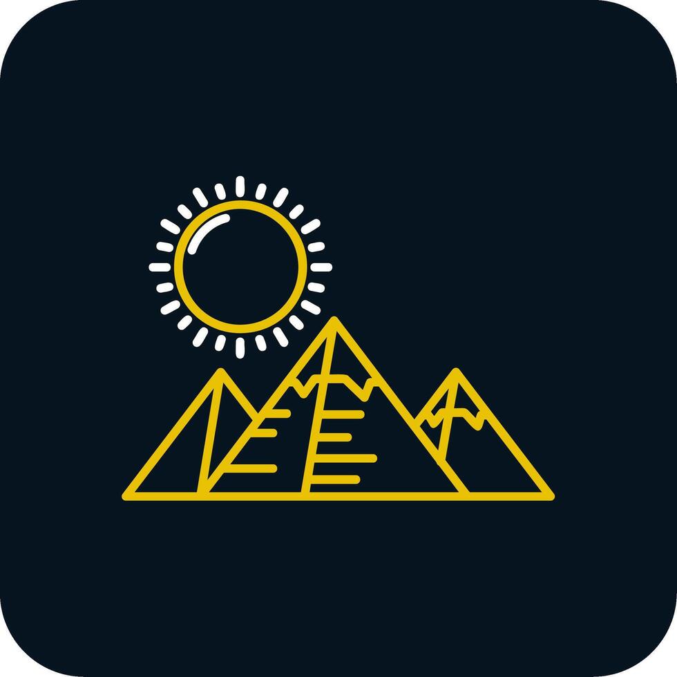 piramides lijn geel wit icoon vector