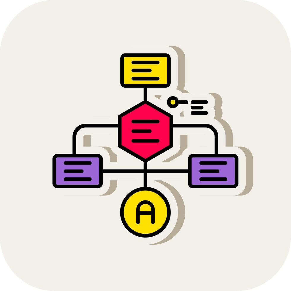 flowchart lijn gevulde wit schaduw icoon vector