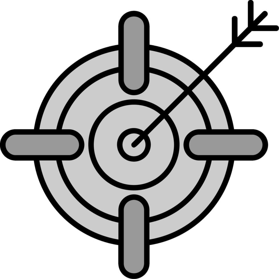 doelwit lijn gevulde grijswaarden icoon vector