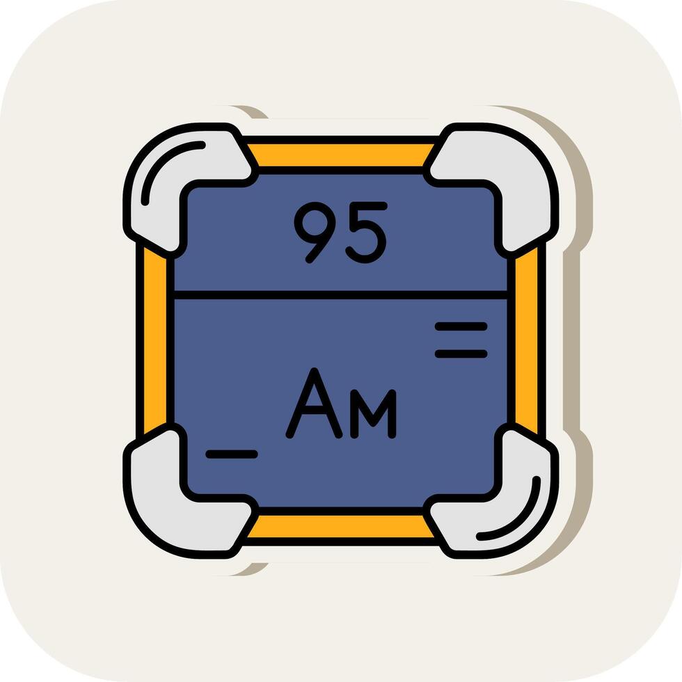 americium lijn gevulde wit schaduw icoon vector