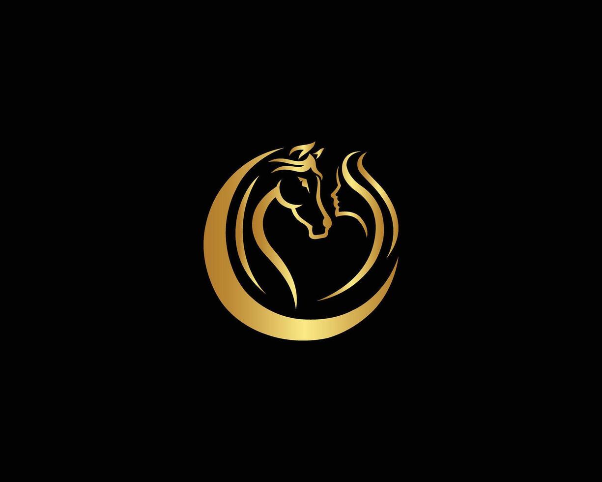paard en meisje verhouding logo ontwerp vector sjabloon.