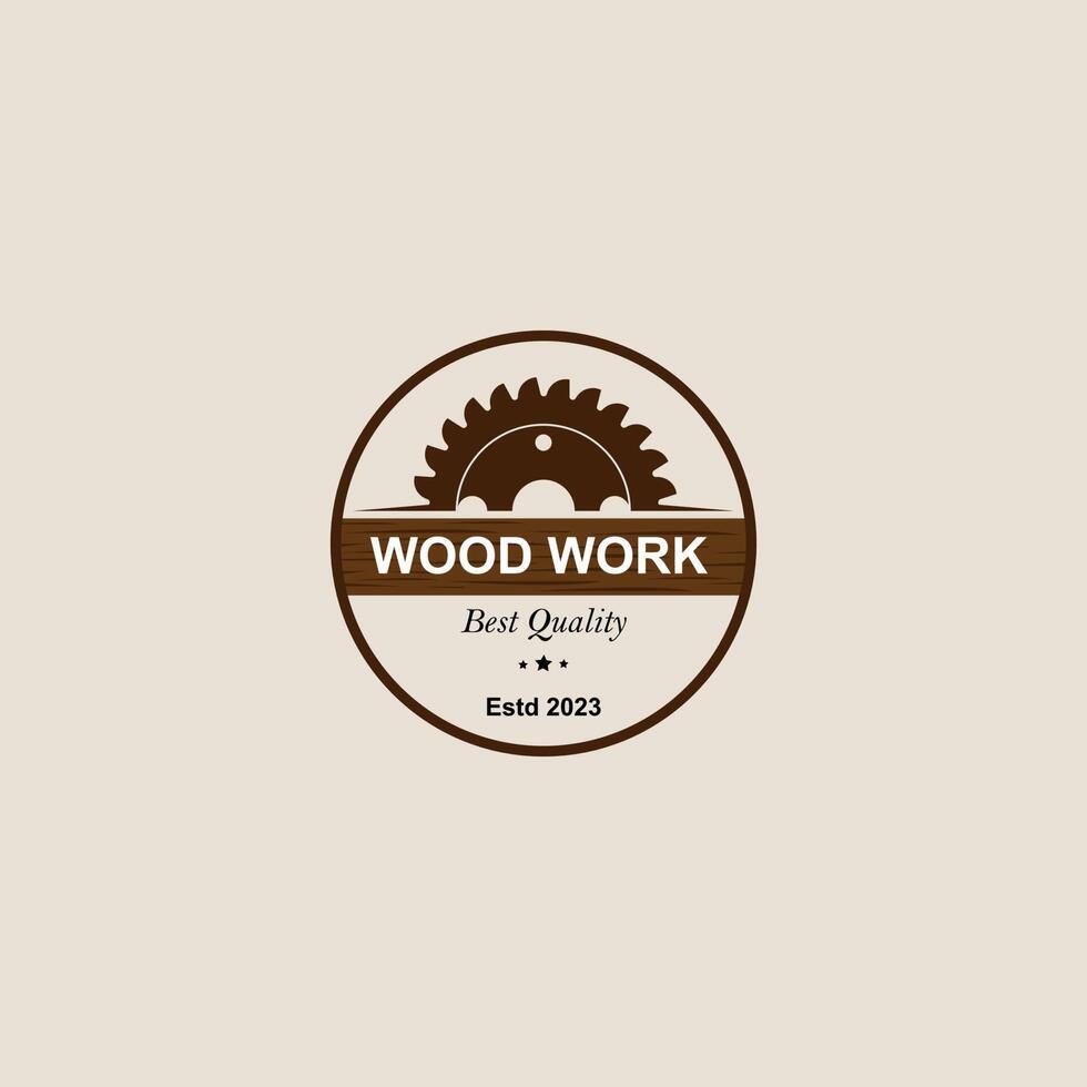 hout werk etiket logo icoon vector