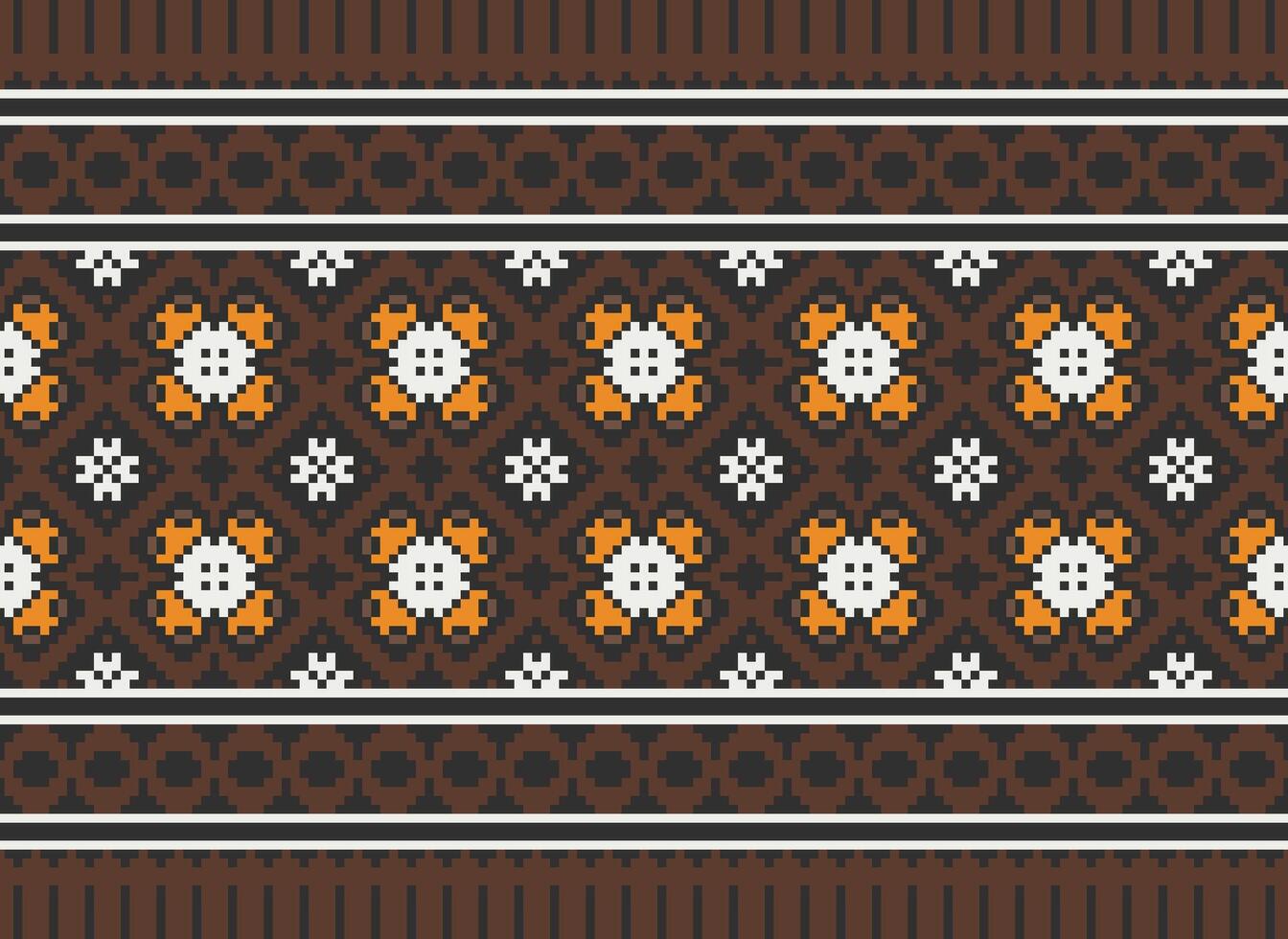 kruis steek traditioneel etnisch patroon paisley bloem ikat achtergrond abstract aztec Afrikaanse Indonesisch Indisch naadloos patroon voor kleding stof afdrukken kleding jurk tapijt gordijnen en sarong vector