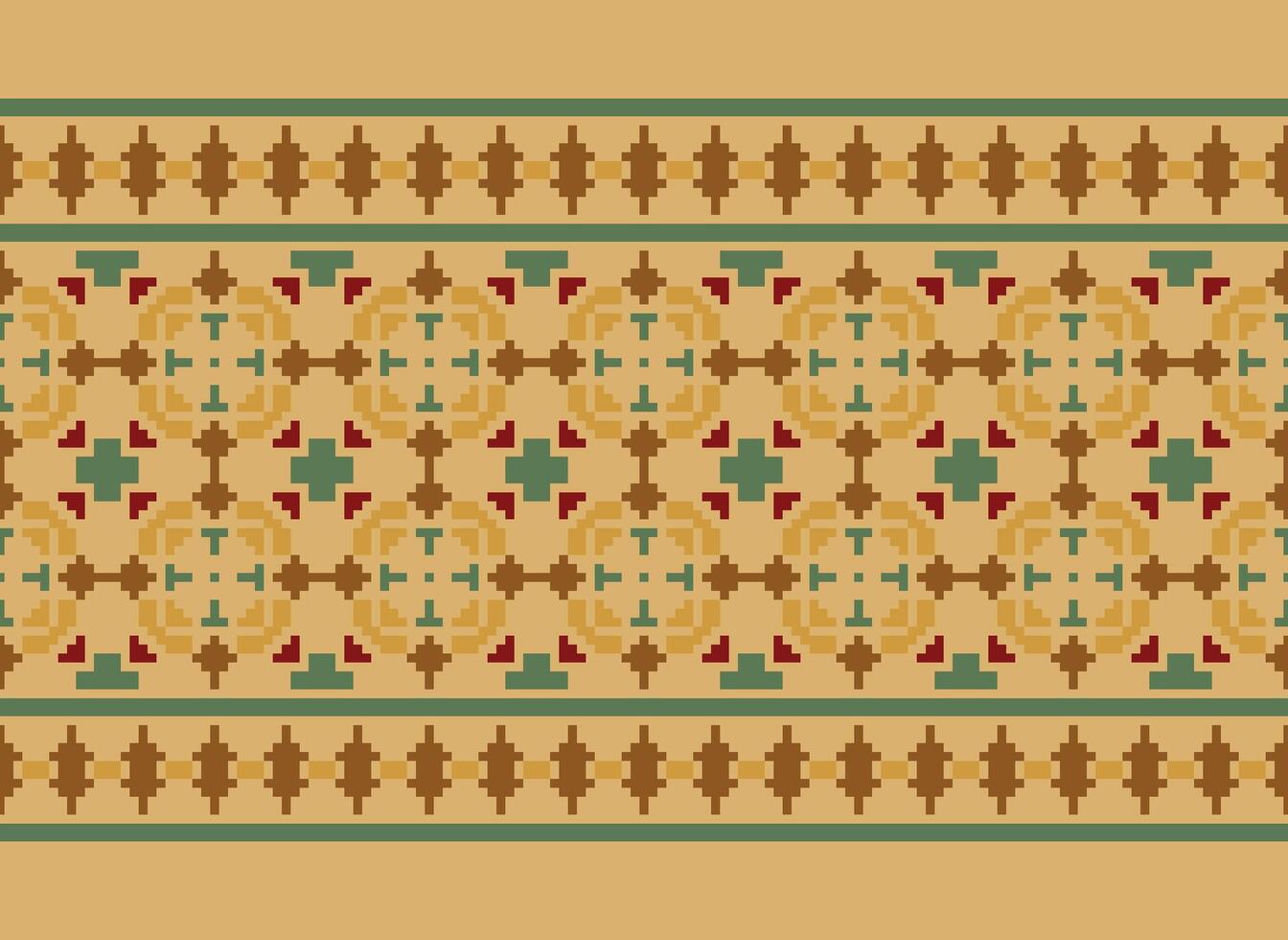 pixel jaargangen kruis steek traditioneel etnisch patroon paisley bloem ikat achtergrond abstract aztec Afrikaanse Indonesisch Indisch naadloos patroon voor kleding stof afdrukken kleding jurk tapijt gordijnen en sarong vector