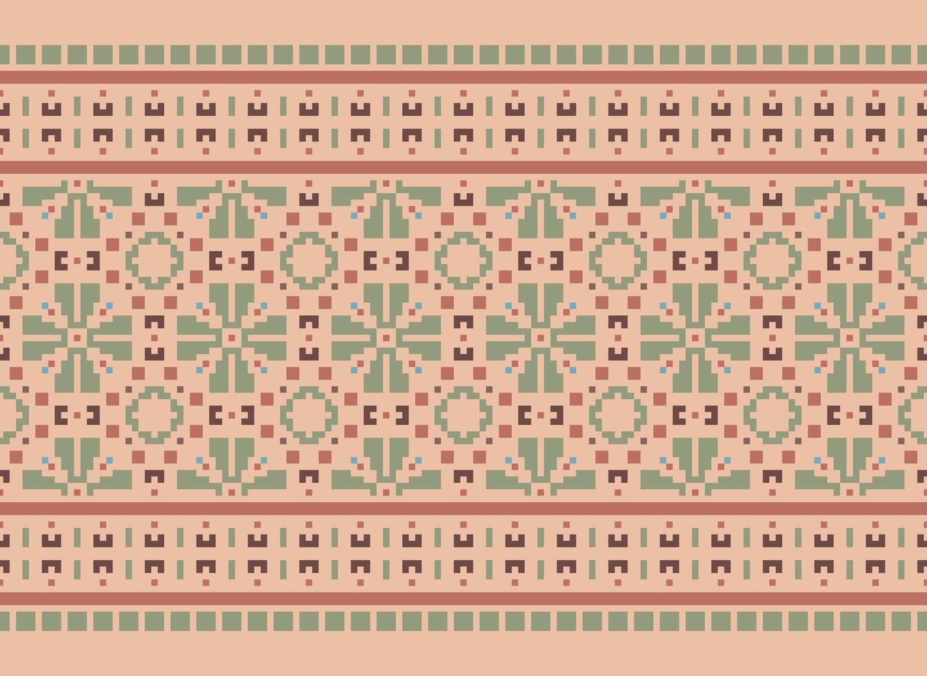 pixel jaargangen kruis steek traditioneel etnisch patroon paisley bloem ikat achtergrond abstract aztec Afrikaanse Indonesisch Indisch naadloos patroon voor kleding stof afdrukken kleding jurk tapijt gordijnen en sarong vector