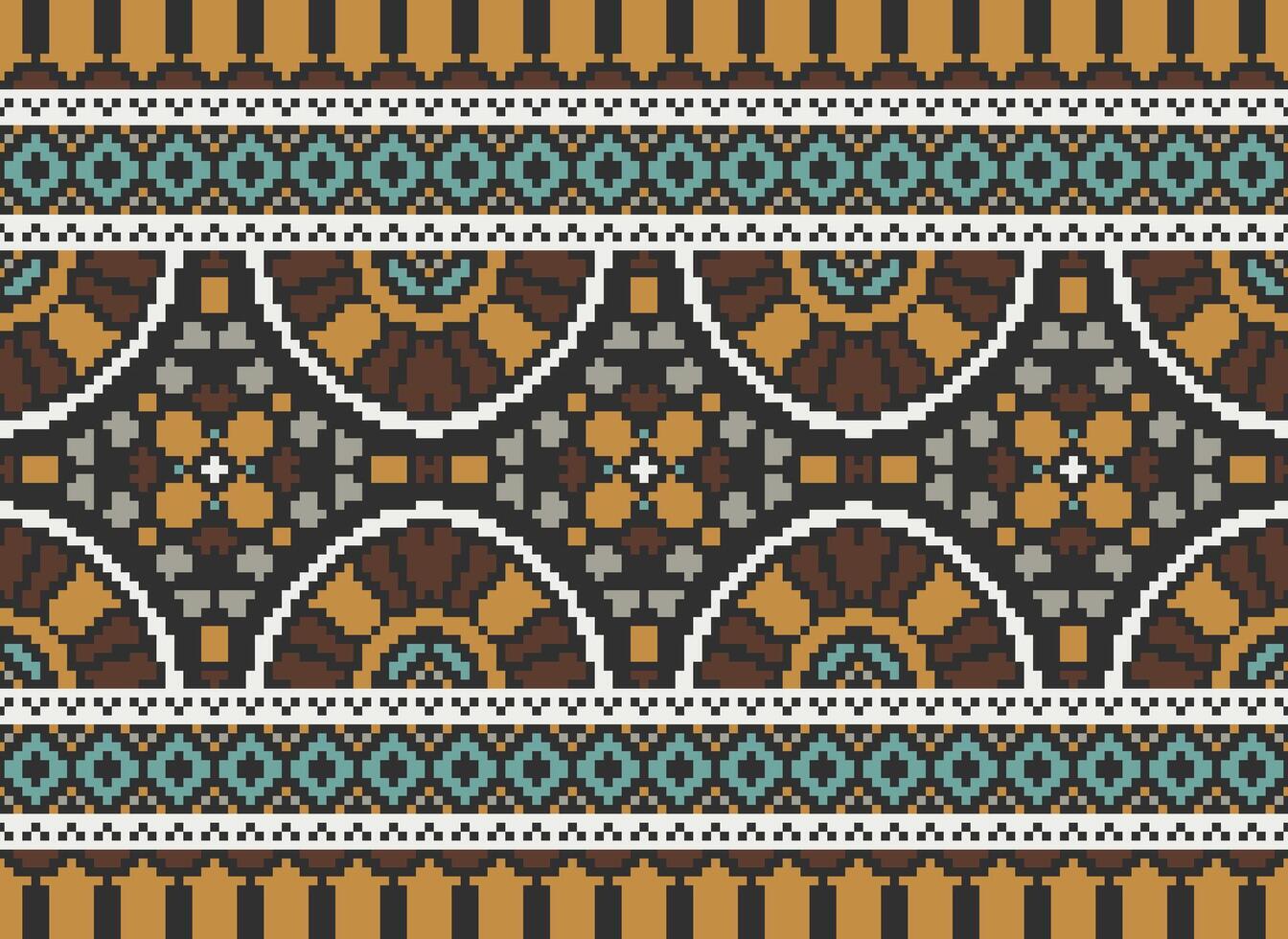 pixel jaargangen kruis steek traditioneel etnisch patroon paisley bloem ikat achtergrond abstract aztec Afrikaanse Indonesisch Indisch naadloos patroon voor kleding stof afdrukken kleding jurk tapijt gordijnen en sarong vector