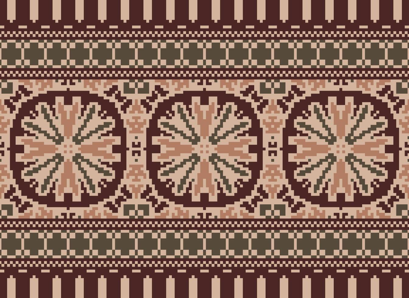 pixel jaargangen kruis steek traditioneel etnisch patroon paisley bloem ikat achtergrond abstract aztec Afrikaanse Indonesisch Indisch naadloos patroon voor kleding stof afdrukken kleding jurk tapijt gordijnen en sarong vector