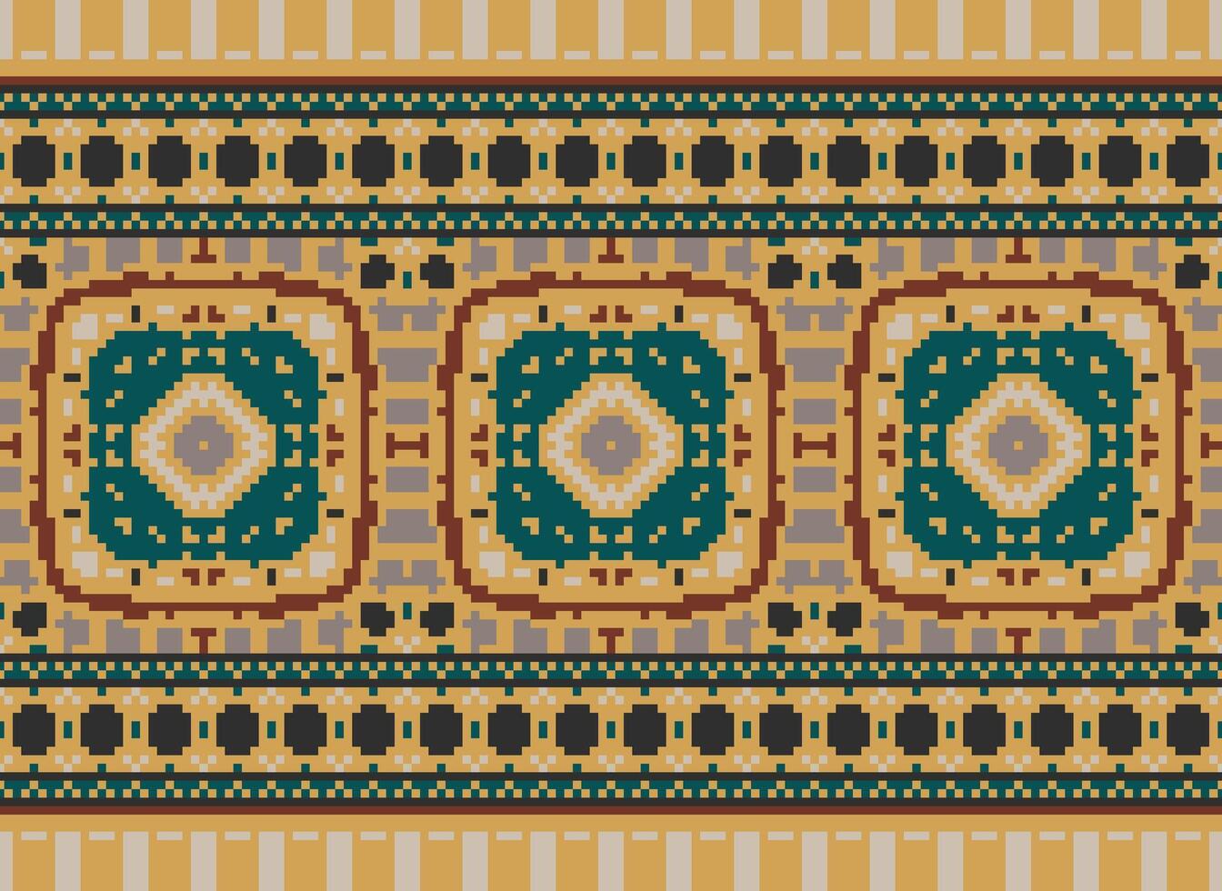 pixel jaargangen kruis steek traditioneel etnisch patroon paisley bloem ikat achtergrond abstract aztec Afrikaanse Indonesisch Indisch naadloos patroon voor kleding stof afdrukken kleding jurk tapijt gordijnen en sarong vector