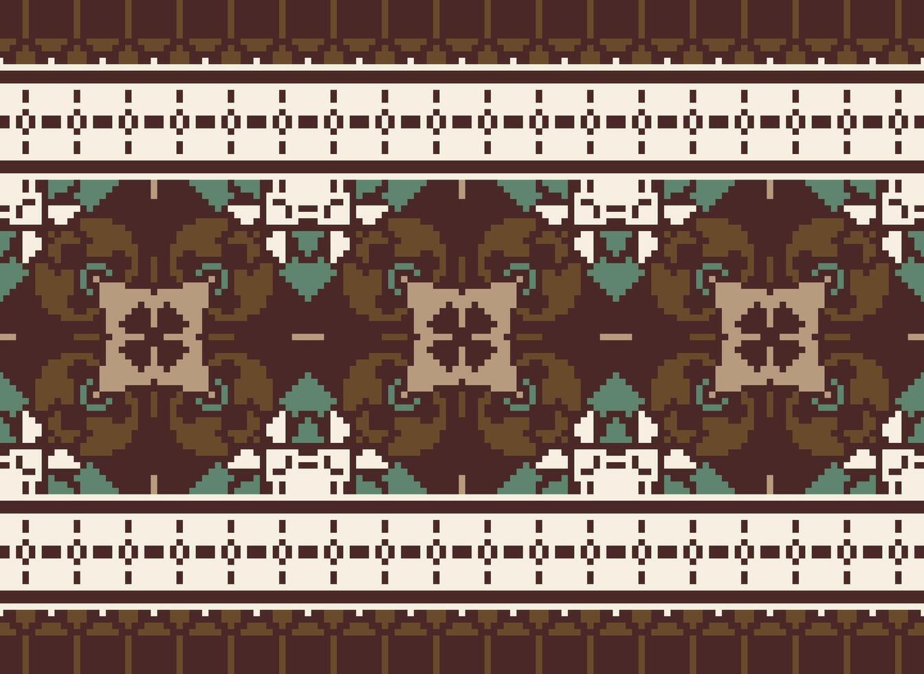 pixel kruis steek traditioneel etnisch patroon paisley bloem ikat achtergrond abstract aztec Afrikaanse Indonesisch Indisch naadloos patroon voor kleding stof afdrukken kleding jurk tapijt gordijnen en sarong vector