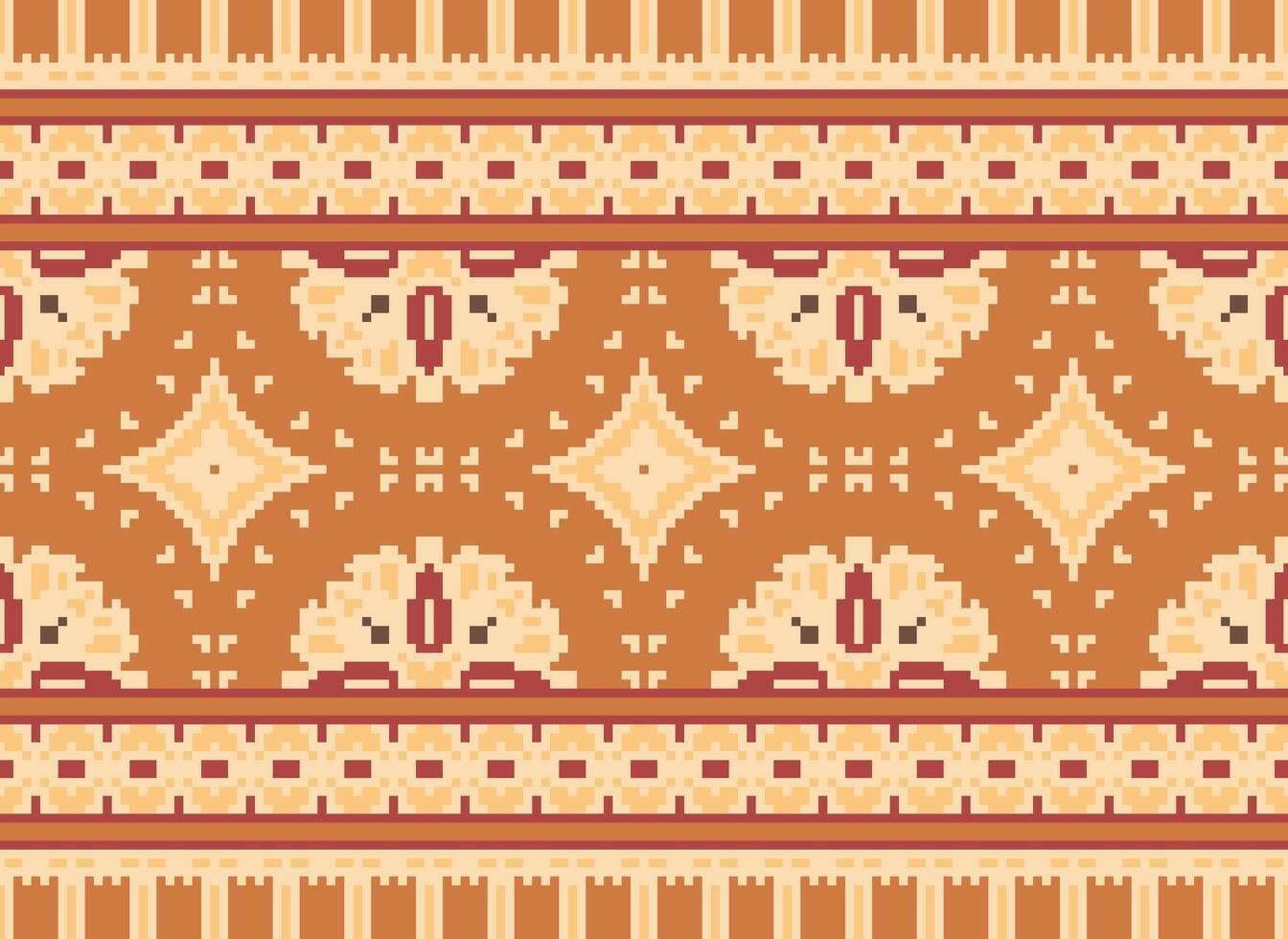 pixel kruis steek borduurwerk. etnisch patronen. inheems stijl. traditioneel ontwerp voor textuur, textiel, kleding stof, kleding, breigoed, afdrukken. meetkundig pixel horizontaal naadloos vector. vector