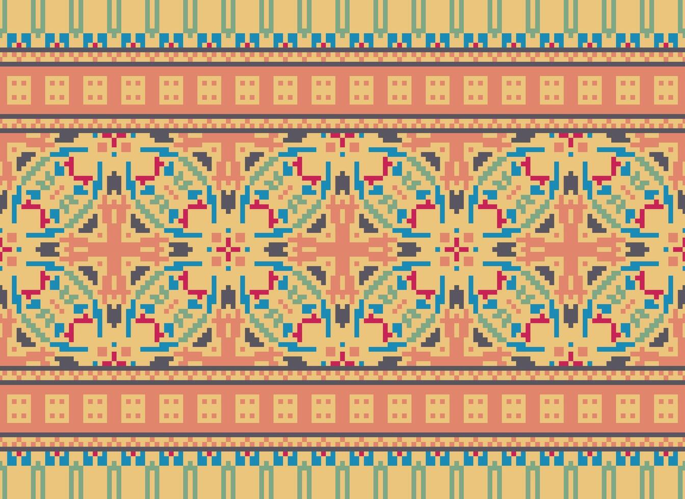 jaargangen kruis steek traditioneel etnisch patroon paisley bloem ikat achtergrond abstract aztec Afrikaanse Indonesisch Indisch naadloos patroon voor kleding stof afdrukken kleding jurk tapijt gordijnen en sarong vector