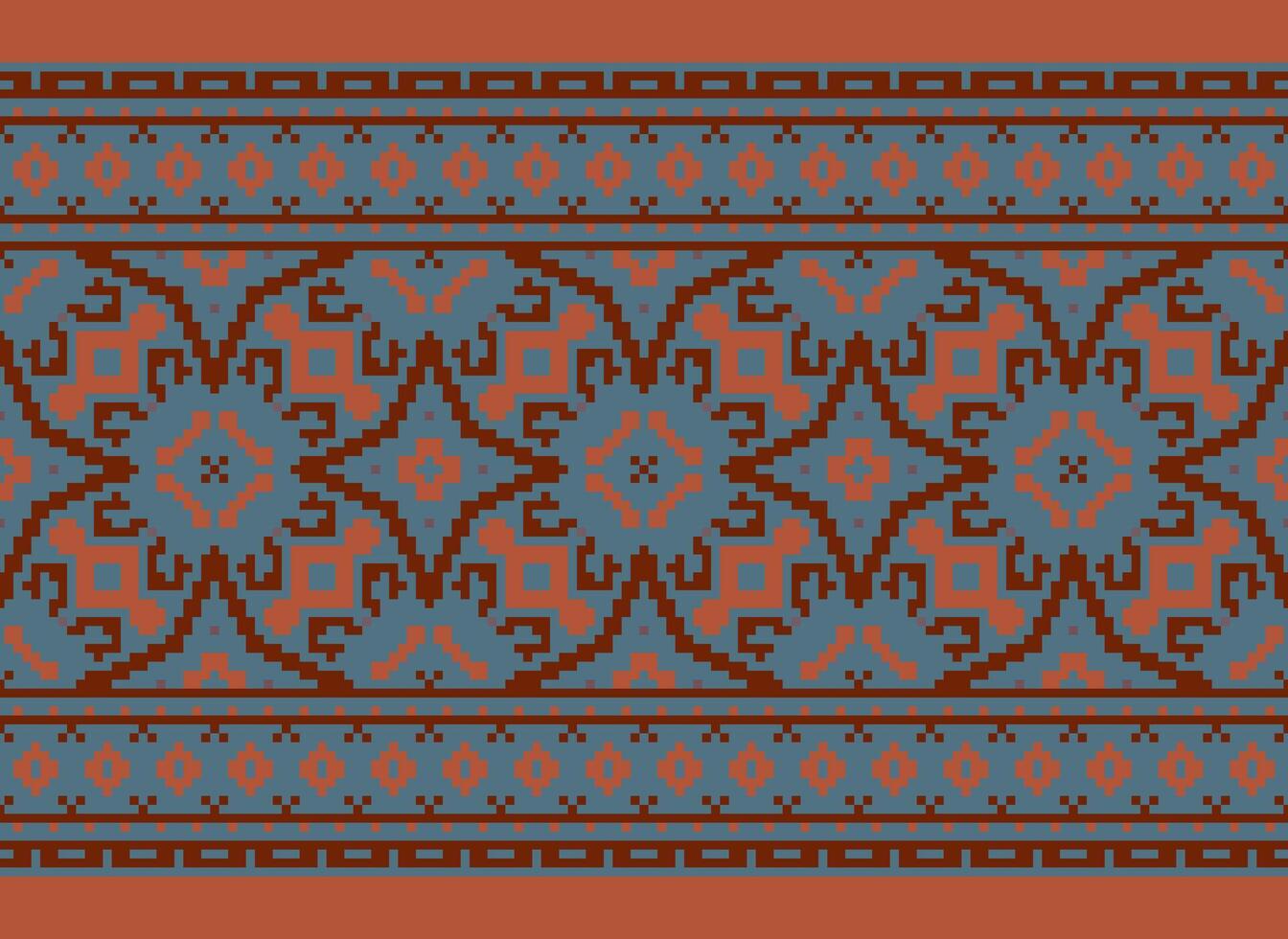 pixel jaargangen kruis steek traditioneel etnisch patroon paisley bloem ikat achtergrond abstract aztec Afrikaanse Indonesisch Indisch naadloos patroon voor kleding stof afdrukken kleding jurk tapijt gordijnen en sarong vector