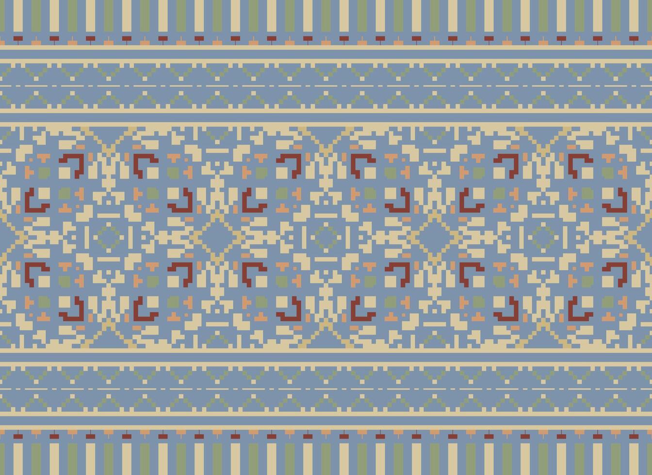 pixel jaargangen kruis steek traditioneel etnisch patroon paisley bloem ikat achtergrond abstract aztec Afrikaanse Indonesisch Indisch naadloos patroon voor kleding stof afdrukken kleding jurk tapijt gordijnen en sarong vector