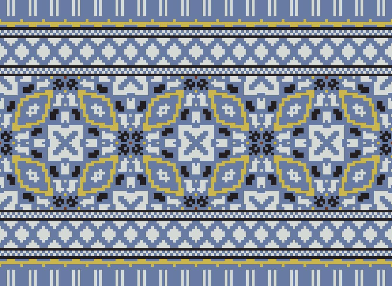 pixel jaargangen kruis steek traditioneel etnisch patroon paisley bloem ikat achtergrond abstract aztec Afrikaanse Indonesisch Indisch naadloos patroon voor kleding stof afdrukken kleding jurk tapijt gordijnen en sarong vector