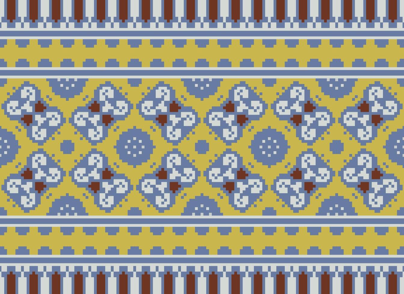 jaargangen kruis steek traditioneel etnisch patroon paisley bloem ikat achtergrond abstract aztec Afrikaanse Indonesisch Indisch naadloos patroon voor kleding stof afdrukken kleding jurk tapijt gordijnen en sarong vector