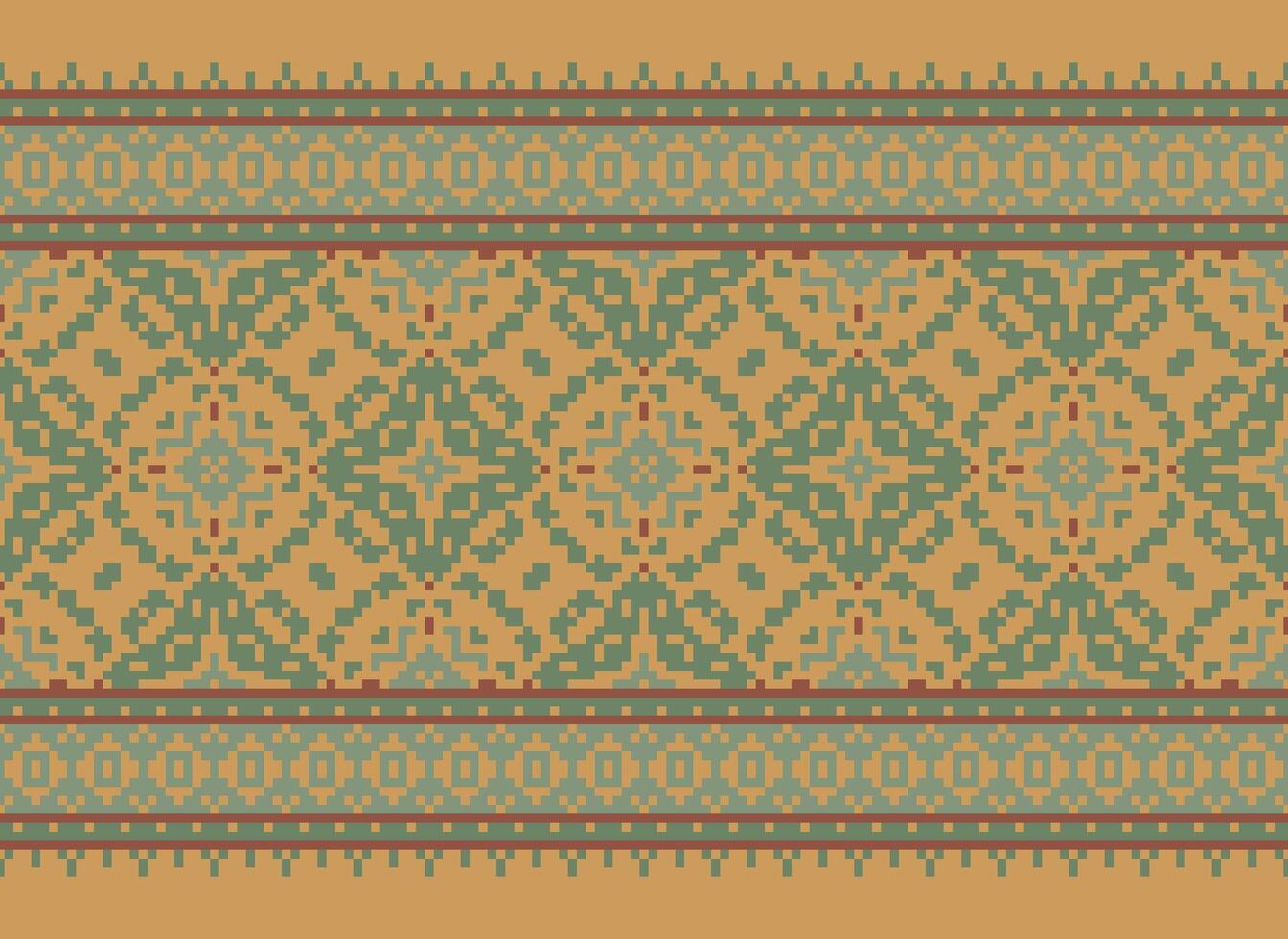 pixel jaargangen kruis steek traditioneel etnisch patroon paisley bloem ikat achtergrond abstract aztec Afrikaanse Indonesisch Indisch naadloos patroon voor kleding stof afdrukken kleding jurk tapijt gordijnen en sarong vector