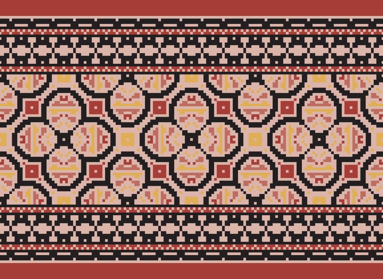 pixel jaargangen kruis steek traditioneel etnisch patroon paisley bloem ikat achtergrond abstract aztec Afrikaanse Indonesisch Indisch naadloos patroon voor kleding stof afdrukken kleding jurk tapijt gordijnen en sarong vector