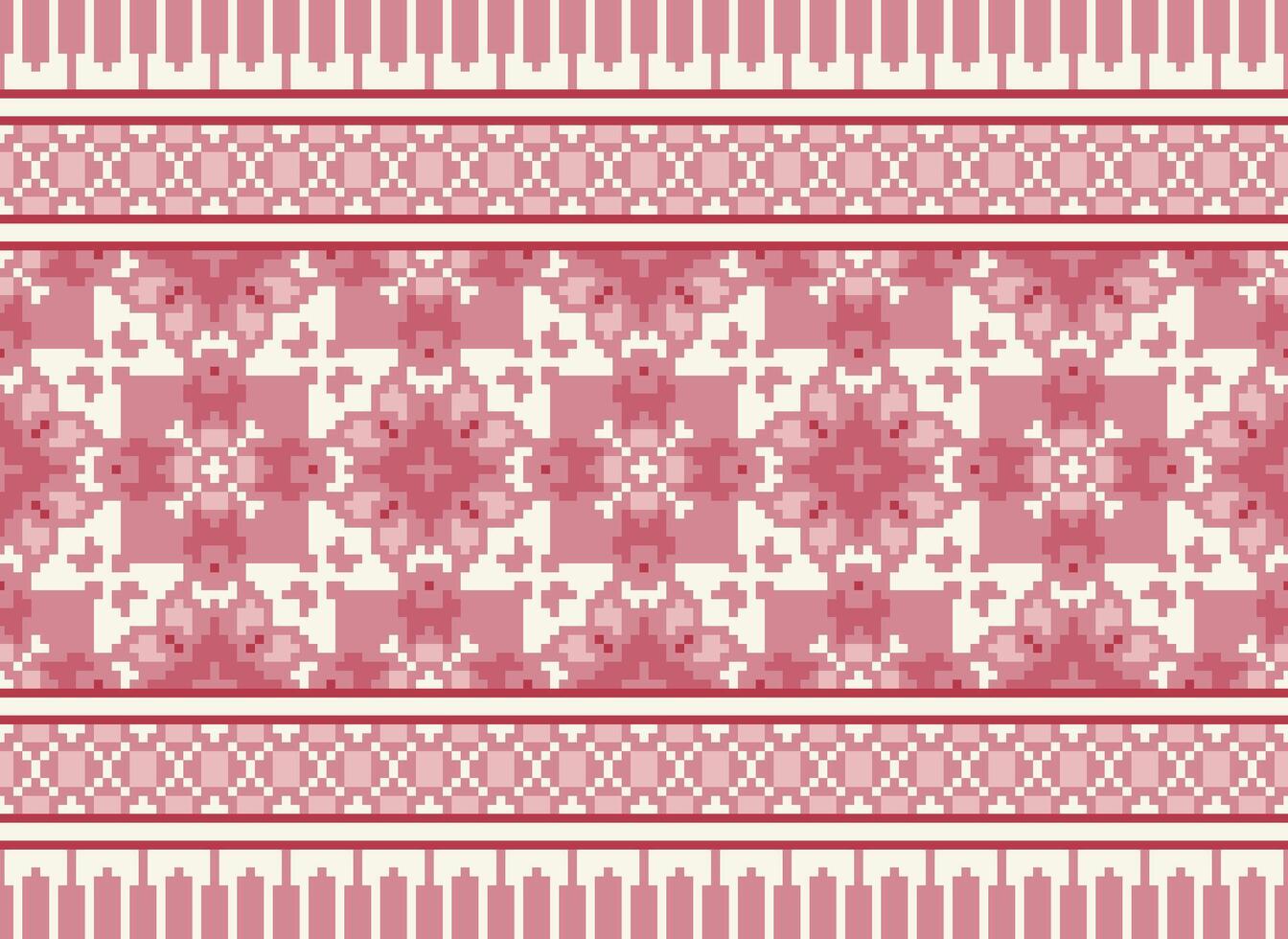 pixel jaargangen kruis steek traditioneel etnisch patroon paisley bloem ikat achtergrond abstract aztec Afrikaanse Indonesisch Indisch naadloos patroon voor kleding stof afdrukken kleding jurk tapijt gordijnen en sarong vector