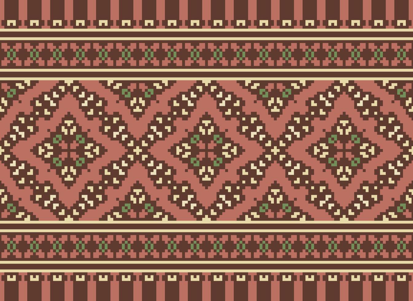 pixel jaargangen kruis steek traditioneel etnisch patroon paisley bloem ikat achtergrond abstract aztec Afrikaanse Indonesisch Indisch naadloos patroon voor kleding stof afdrukken kleding jurk tapijt gordijnen en sarong vector