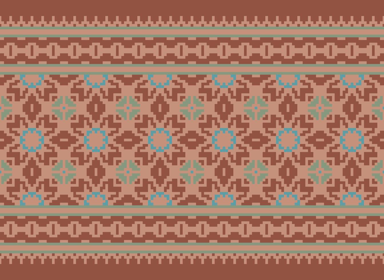 pixel jaargangen kruis steek traditioneel etnisch patroon paisley bloem ikat achtergrond abstract aztec Afrikaanse Indonesisch Indisch naadloos patroon voor kleding stof afdrukken kleding jurk tapijt gordijnen en sarong vector