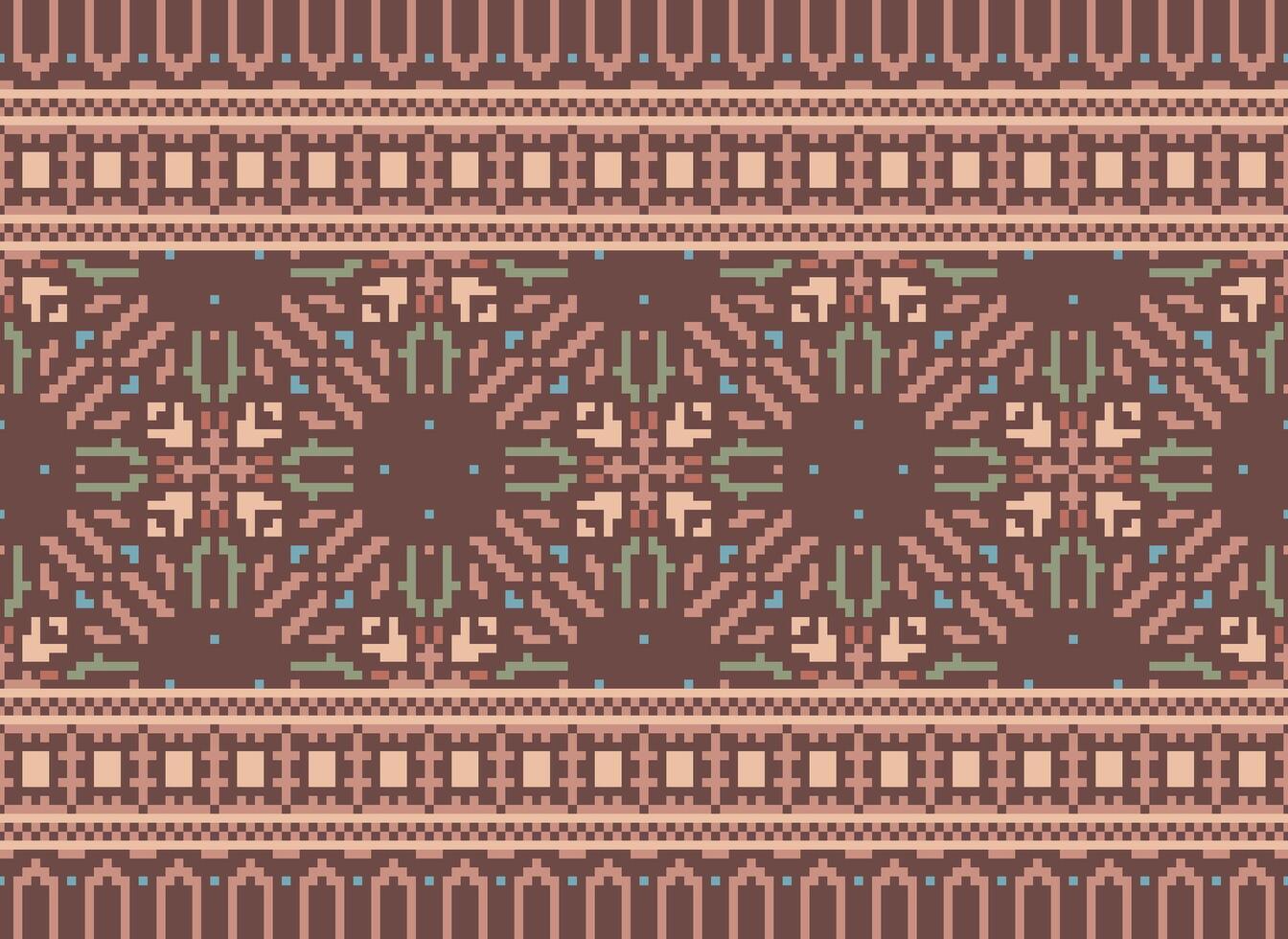 pixel jaargangen kruis steek traditioneel etnisch patroon paisley bloem ikat achtergrond abstract aztec Afrikaanse Indonesisch Indisch naadloos patroon voor kleding stof afdrukken kleding jurk tapijt gordijnen en sarong vector