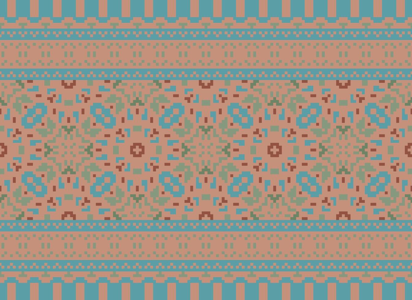 jaargangen kruis steek traditioneel etnisch patroon paisley bloem ikat achtergrond abstract aztec Afrikaanse Indonesisch Indisch naadloos patroon voor kleding stof afdrukken kleding jurk tapijt gordijnen en sarong vector