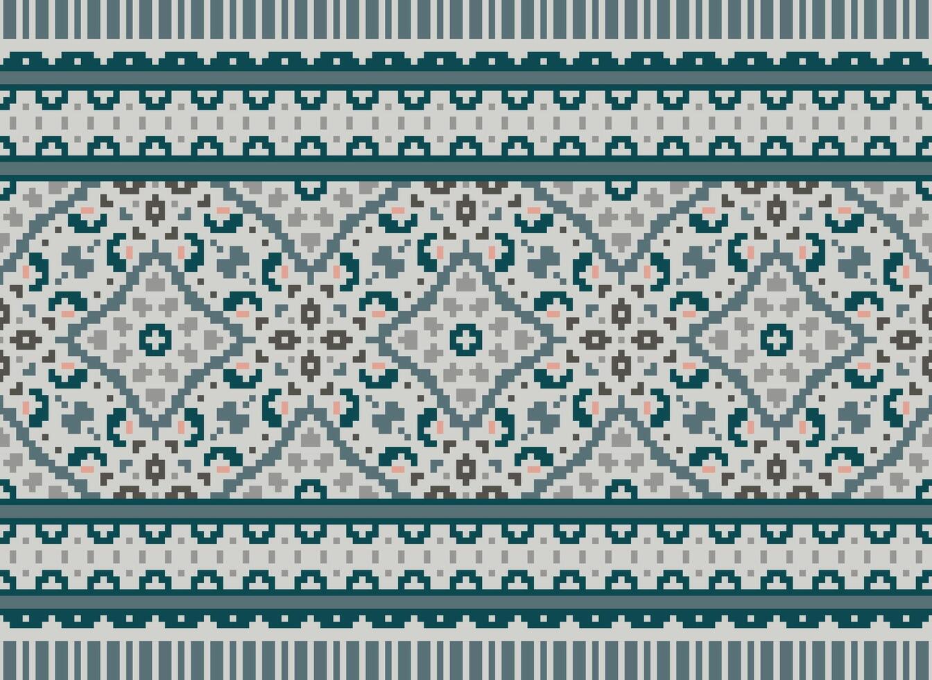 jaargangen kruis steek traditioneel etnisch patroon paisley bloem ikat achtergrond abstract aztec Afrikaanse Indonesisch Indisch naadloos patroon voor kleding stof afdrukken kleding jurk tapijt gordijnen en sarong vector