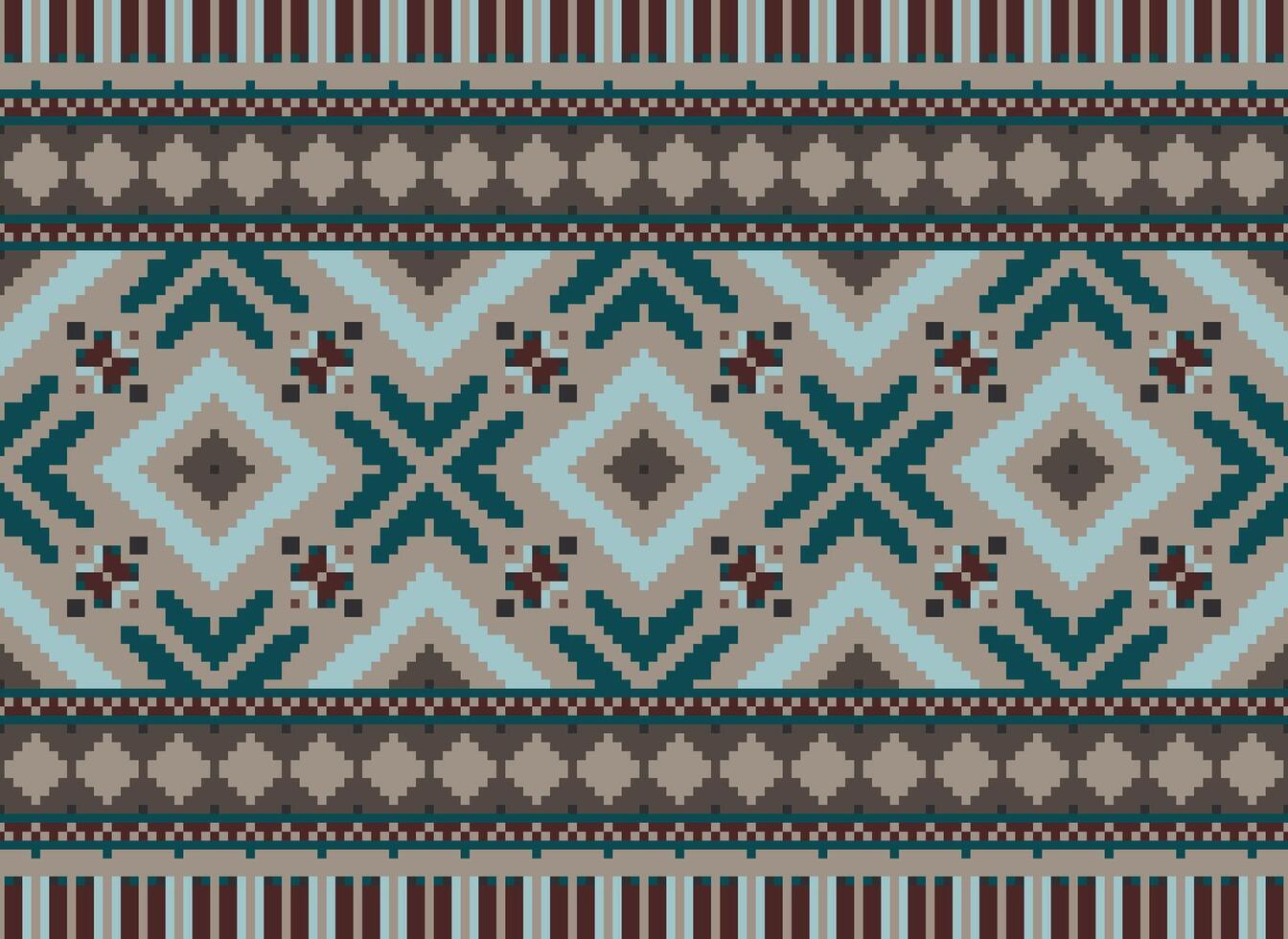 natuur jaargangen kruis steek traditioneel etnisch patroon paisley bloem ikat achtergrond abstract aztec Afrikaanse Indonesisch Indisch naadloos patroon voor kleding stof afdrukken kleding jurk tapijt gordijnen en sarong vector